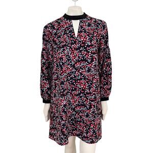 NEW LOFT Spring Berry Long Sleeve Shift Dress Velvet collar & cuffs SZ M